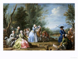 Two Court Ladies Out Shooting with Their Retinue in a Wooded River Landscape Giclée-tryk af Amigoni Jacopo Two Court Ladies Out Shooting with Their Retinue in a Wooded River Landscape Giclée-tryk af Amigoni Jacopo