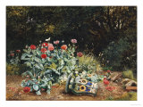 Summer Flowers in a Quiet Corner of a Garden, 1882 Giclee-trykk av David Bates Summer Flowers in a Quiet Corner of a Garden, 1882 Giclee-trykk av David Bates