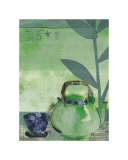 Green Teapot and Japanese Bowl Láminas por Helene Druvert