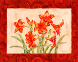 Linen Scroll Amaryllis Affiches par Paul Brent