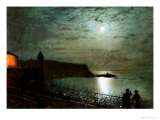 Scarborough by Moonlight from the Steps of the Grand Hotel reproduction procédé giclée par John Atkinson Grimshaw