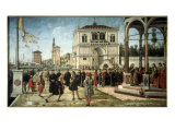 Arrival of the English Ambassadors Impressão giclée por Vittore Carpaccio Arrival of the English Ambassadors Impressão giclée por Vittore Carpaccio