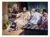 Magdalene Washing Christs Feet reproduction procédé giclée par Frank Bernard Dicksee