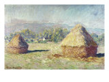 Two Haystacks Giclee Print by Claude Monet