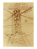 Drawing of a Flying Machine Giclée-Druck von Leonardo da Vinci 