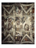 Creation of Adam, God Divides the Waters and Earth reproduction procédé giclée par Michelangelo Buonarroti 
