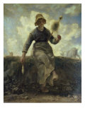 La Fileuse Chevriere Auvergnate Giclee Print by Jean-François Millet