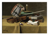 Japanese Fan, Violinand Books Giclee Print by John Frederick Peto