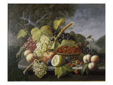 Still Life with Fruit in Landscape Giclee Print by Severin Roesen