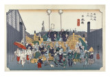 Daimyo's Cortege Nihonbashi reproduction procédé giclée par Ando Hiroshige