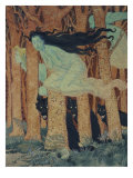 Three Women and Three Wolves Giclee Print by Eugene Grasset