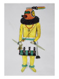Hopi Kachinas, Man with Helmet with Markings Lámina giclée