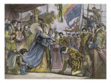 Queen Elizabeth Knighting Sir Francis Drake Aboard Giclee Print