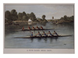 A Four-Oared Shell Race Giclee Print by Currier & Ives 