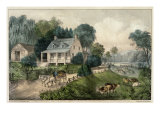 Été de terre familiale américaine Reproduction procédé giclée par Currier & Ives 