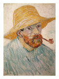 Self-Portrait with Pipe and Straw Hat, c.1888 reproduction procédé giclée par Vincent van Gogh