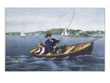 Bass Fishing Giclee Print by Currier & Ives