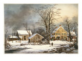 Winter in the Country a Cold Morning Giclee Print by Currier & Ives 
