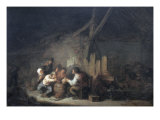 Peasants Drinking and Smoking in an Interior Giclee Print by Adrien Van Ostade