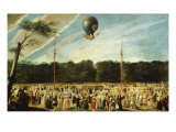 Ascension of the Balloon Montgolfier to Madrid reproduction procédé giclée par Antonio Carnicero