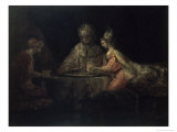 Ahasuerus, Haman and Esther reproduction procédé giclée par Rembrandt van Rijn 
