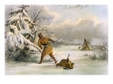 Spearing Muskrats in Winter reproduction procédé giclée par Seth Eastman
