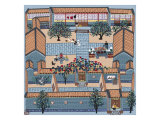 Courtyard House in Summer Giclee-trykk av Bai Yan Pin Courtyard House in Summer Giclee-trykk av Bai Yan Pin