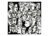 Faces in Black and White Giclee Print by Diana Ong
