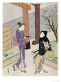 A Geisha Serving a Samurai reproduction procédé giclée par Suzuki Harunobu