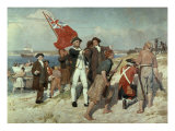 Capt Cook Landing at Botany Bay Giclee Print by Emanuel Phillips Fox
