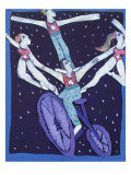 Acrobats on a Bicycle reproduction procédé giclée par Leslie Xuereb