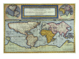 World Map, Totus Orbis Cogniti Universalis Reproduction procédé giclée par Gerard De Jode