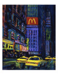 Racing Taxis at Night, New York City Giclee Print by Patti Mollica