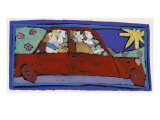 The Red Car Giclee Print by Leslie Xuereb