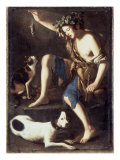 Young Shepherd Playing with a Cat Giclee Print by Tommaso Salini
