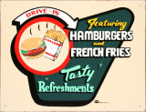 Hamburger and French Fries Tin Sign by Marty Mummert
