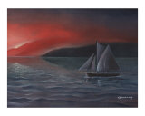 Sailboat in Twilight Giclee Print by Christian A Simonian