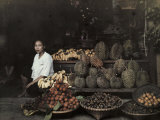 Lady Sits by Her Bangkok Stand of Unique Fruit Photographie par W. Robert Moore