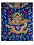 A Blue-Ground Embroidered Kesi Dragon Robe, Detail of Dragon, Qing Dynasty Giclee Print