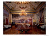 The "Sala Maccari" (Maccari Room) Richly Decorated with Gilt Stucco and Scenes of Roman History reproduction procédé giclée par Cesare Maccari