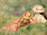 Young Girls on the River Bank Giclee Print by Pierre-Auguste Renoir