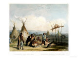 Funeral Scaffold of a Sioux Chief Near Fort Pierre Giclee Print by Karl Bodmer