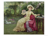 Drinking Coffee and Reading in the Garden reproduction procédé giclée par Edward Killingworth Johnson