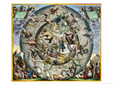 Map of the Constellations of the Northern Hemisphere Reproduction procédé giclée par Andreas Cellarius