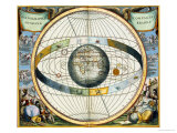 Map Showing Tycho Brahe's System of Planetary Orbits Around the Earth Giclee Print by Andreas Cellarius