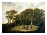 A Wooded Landscape with the Artist Sketching Giclee Print by Aelbert Cuyp