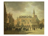 View of the Town Hall in the Market Square of Haarlem, 1671 reproduction procédé giclée par Gerrit Adriaensz Berckheyde