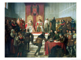 Catholic Rulers Administering Justice, 1860 Giclee Print by Victor Manzano Y Mejorada