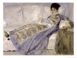 Madame Monet on a Sofa, circa 1874 Giclee Print by Pierre-Auguste Renoir
