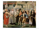 The Ascent of a Hot-Air Balloon in Madrid, Detail of the Crowd Giclee Print by Antonio Carnicero